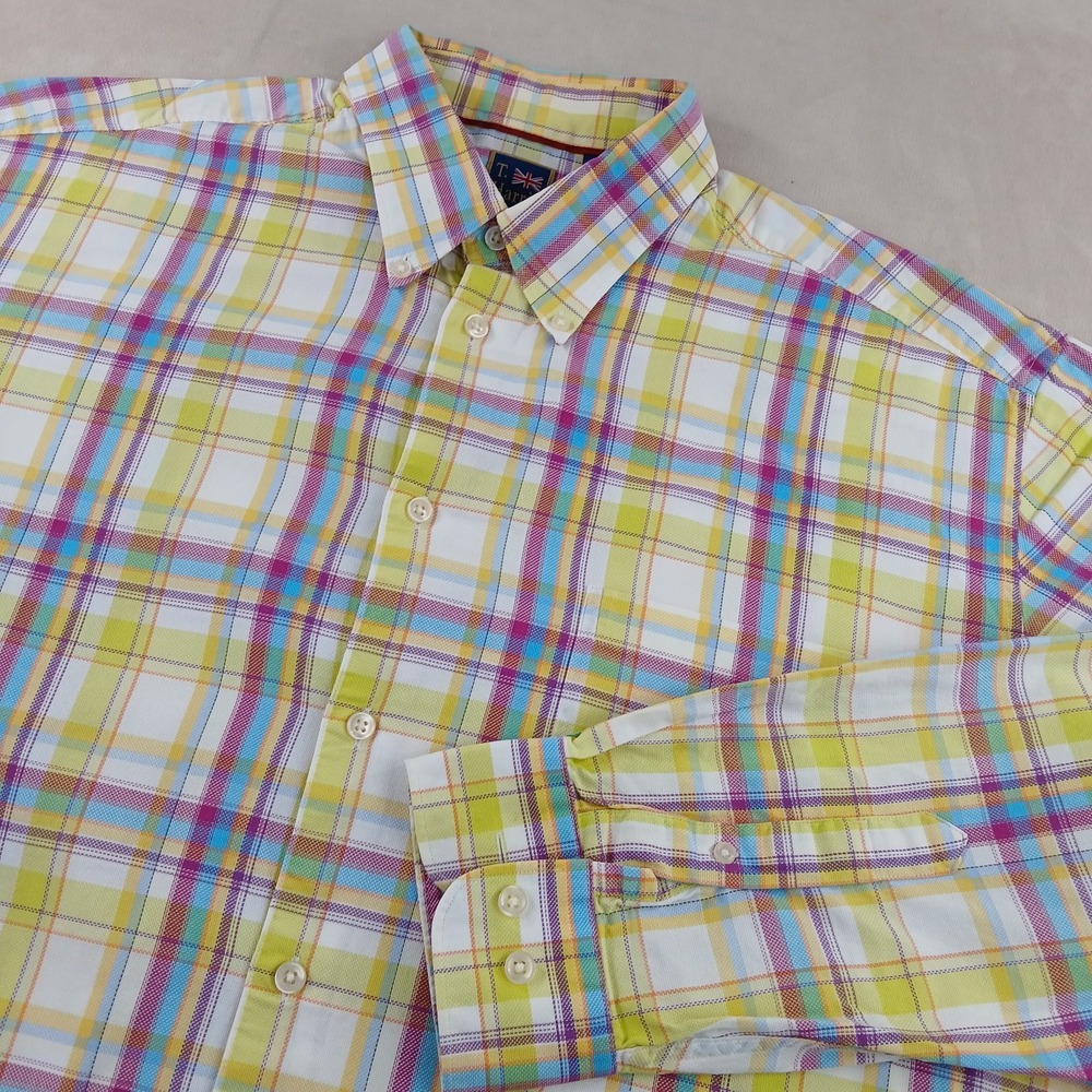 T Harris‎ XL Mens Shirt Button Down Long Sleeve Oxford 26x30 Has Defect